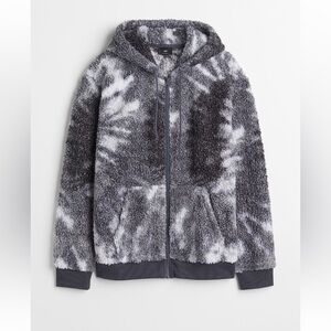 Relaxed fit Hooded faux shearling jacket